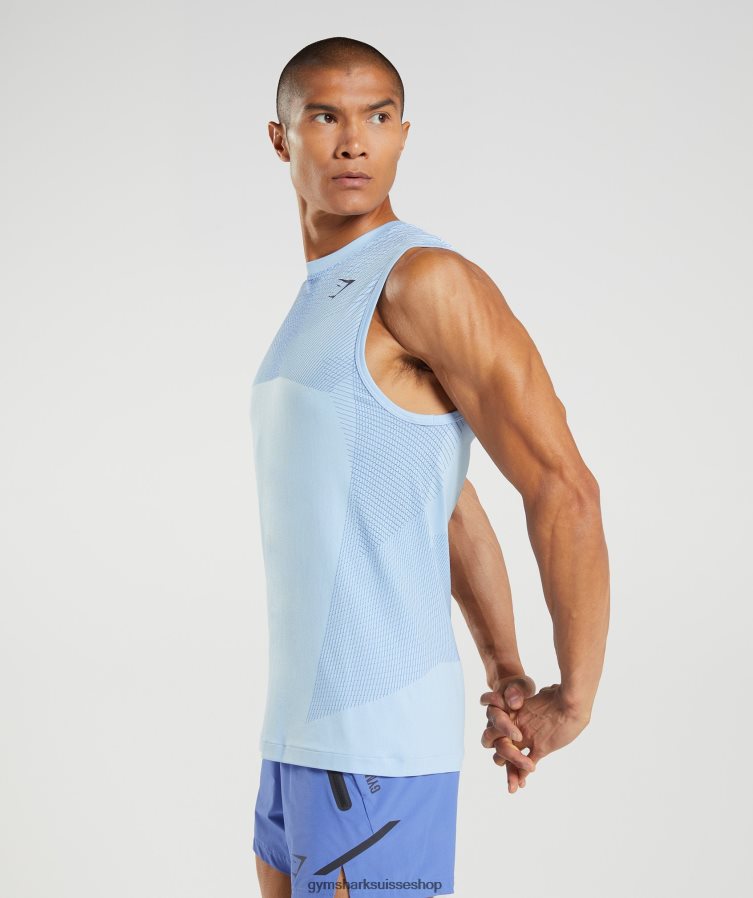 ch Gymshark Hommes réservoir sans couture d\'apex bleu lin/bleu court 02FP6T938 vêtements