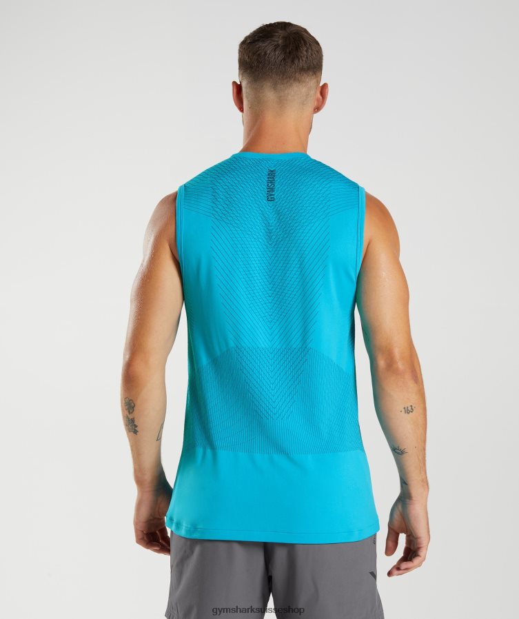 ch Gymshark Hommes réservoir sans couture d\'apex bleu requin/bleu atlantique 02FP6T951 vêtements