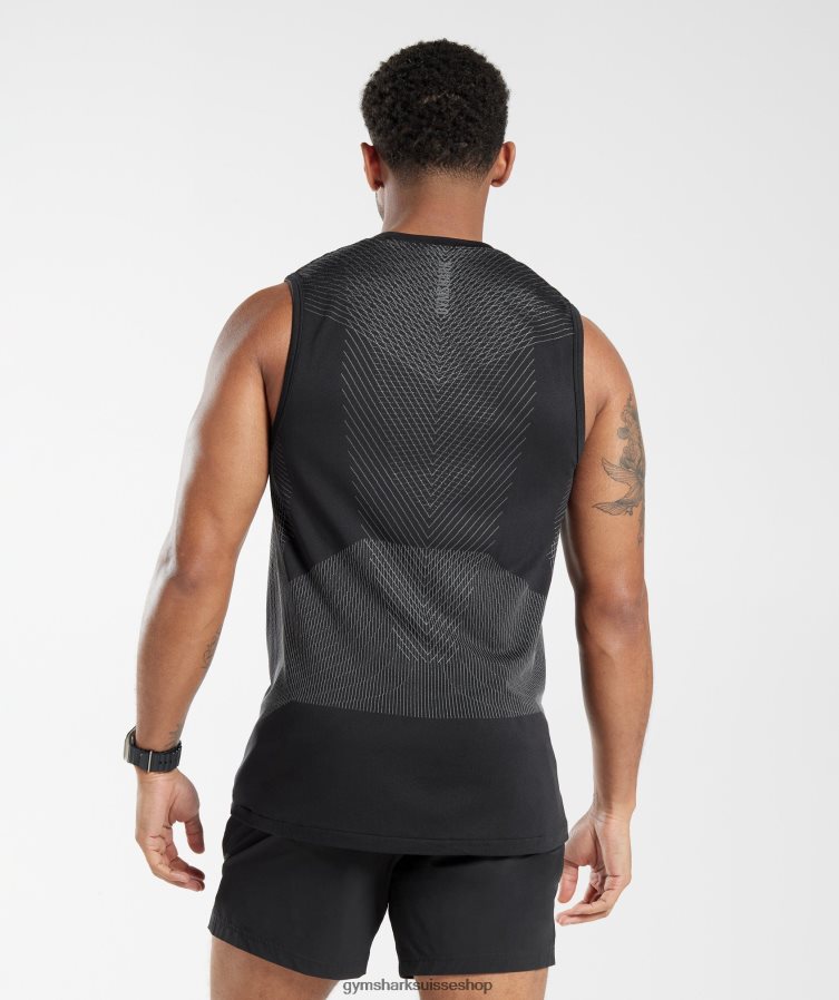 ch Gymshark Hommes réservoir sans couture d\'apex noir/gris silhouette 02FP6T917 vêtements