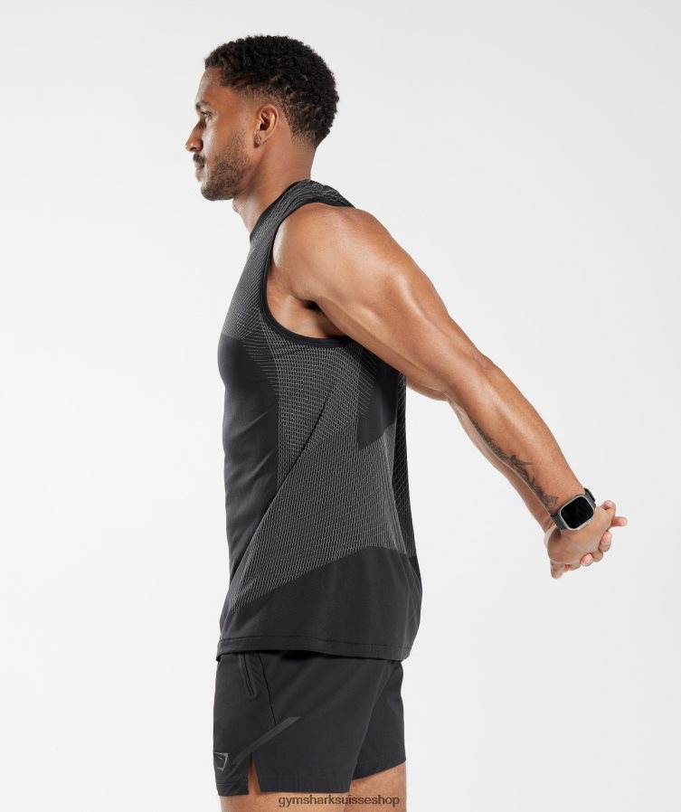 ch Gymshark Hommes réservoir sans couture d\'apex noir/gris silhouette 02FP6T917 vêtements