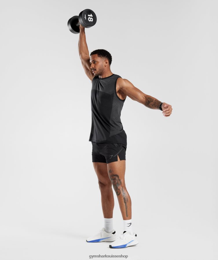 ch Gymshark Hommes réservoir sans couture d\'apex noir/gris silhouette 02FP6T917 vêtements