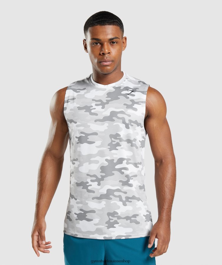 ch Gymshark Hommes t-shirt sans manches arrivée imprimé gris clair 02FP6T905 vêtements