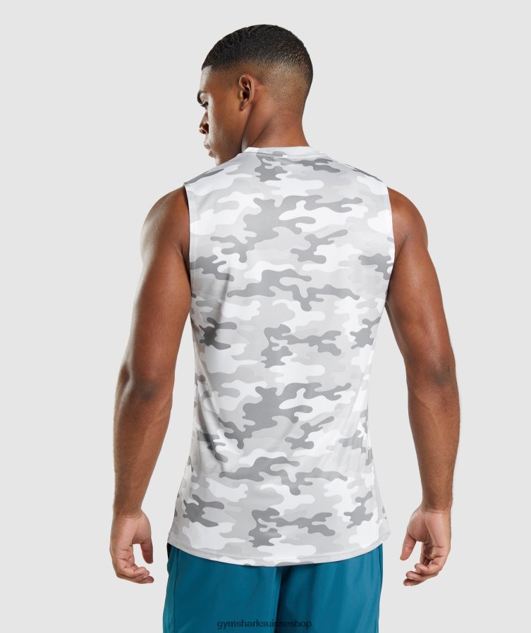 ch Gymshark Hommes t-shirt sans manches arrivée imprimé gris clair 02FP6T905 vêtements