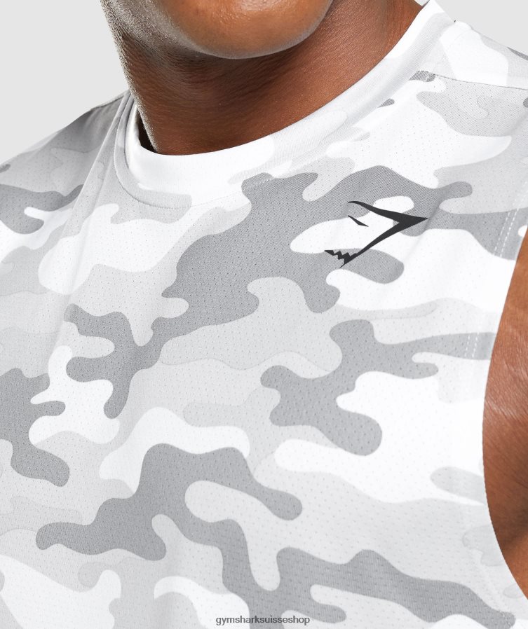 ch Gymshark Hommes t-shirt sans manches arrivée imprimé gris clair 02FP6T905 vêtements