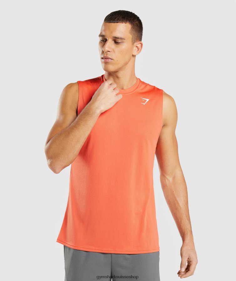 ch Gymshark Hommes t-shirt sans manches arrivée papaye orange 02FP6T939 vêtements