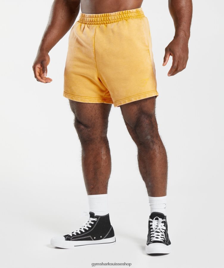 ch Gymshark Hommes short 5" lavé sous pression jaune ensoleillé 02FP6T562 vêtements