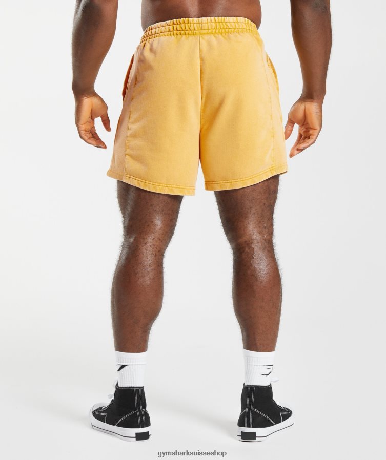 ch Gymshark Hommes short 5\" lavé sous pression jaune ensoleillé 02FP6T562 vêtements