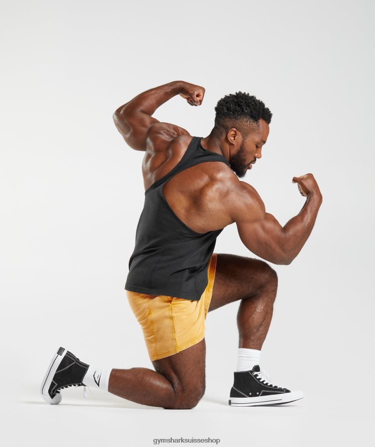 ch Gymshark Hommes short 5\" lavé sous pression jaune ensoleillé 02FP6T562 vêtements