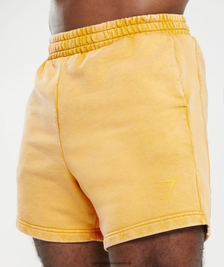 ch Gymshark Hommes short 5\" lavé sous pression jaune ensoleillé 02FP6T562 vêtements