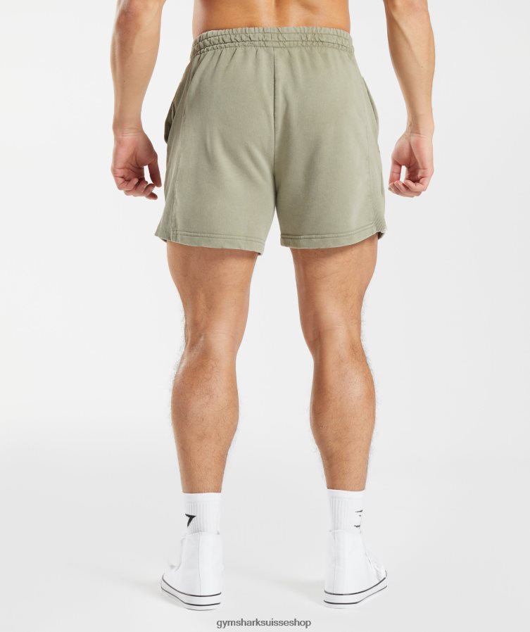ch Gymshark Hommes short 5\" lavé sous pression marron écru 02FP6T512 vêtements