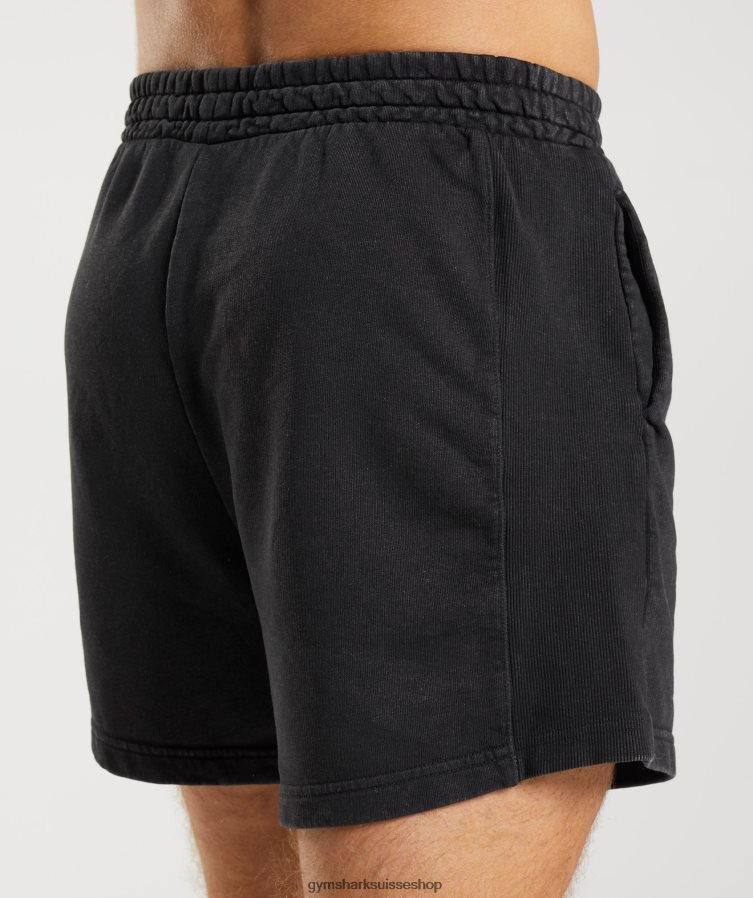 ch Gymshark Hommes short 5\" lavé sous pression noir 02FP6T524 vêtements