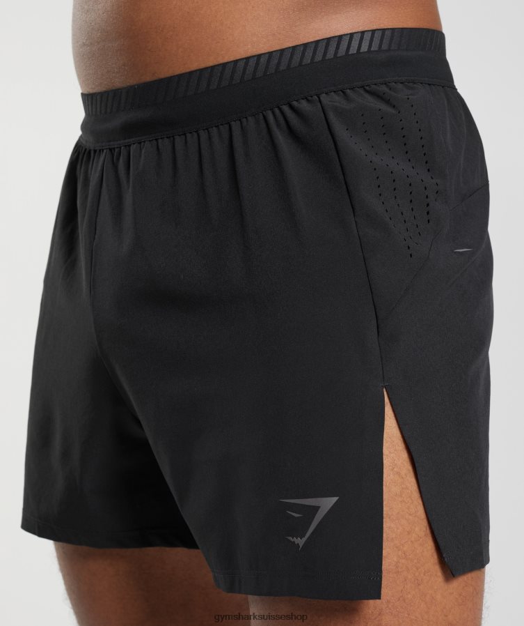 ch Gymshark Hommes short apex run 4\" noir 02FP6T523 vêtements
