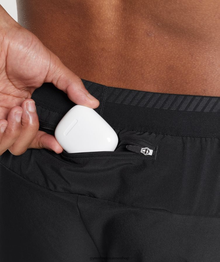 ch Gymshark Hommes short apex run 4\" noir 02FP6T523 vêtements