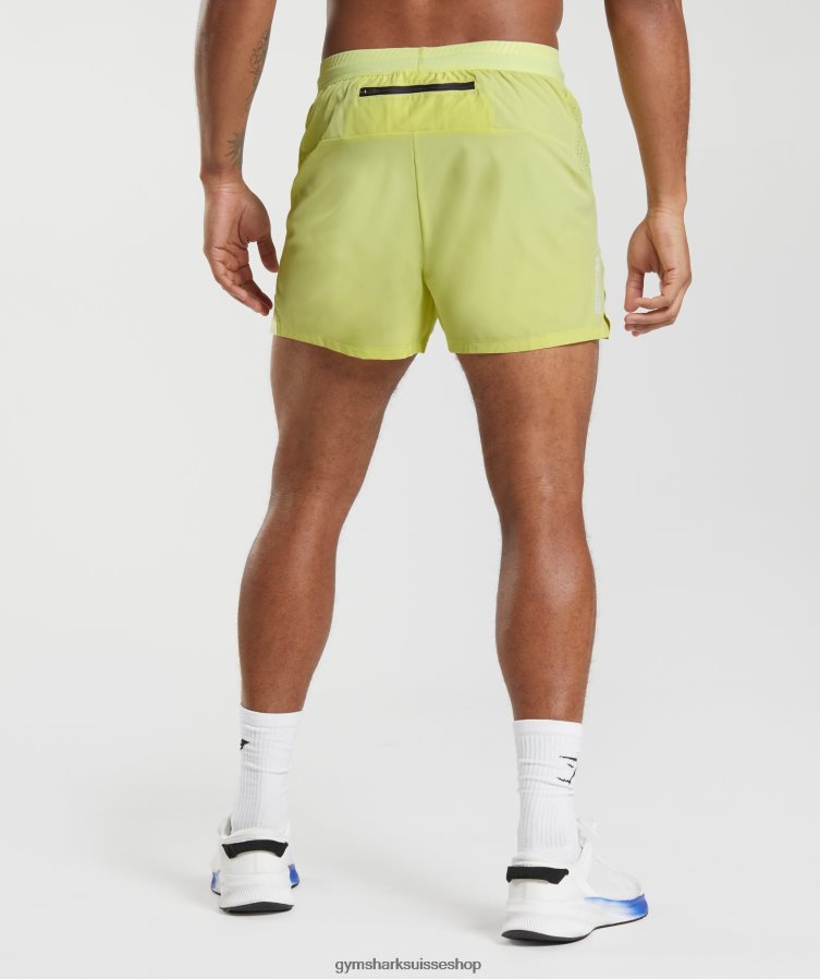 ch Gymshark Hommes short apex run 4\" vert luciole 02FP6T537 vêtements