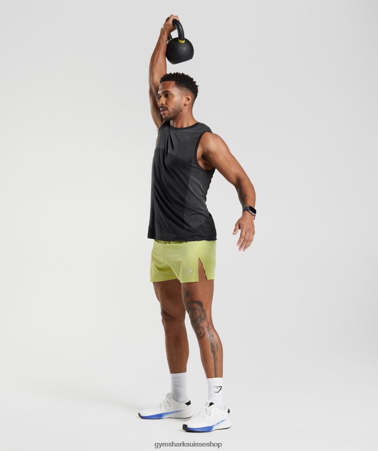 ch Gymshark Hommes short apex run 4\" vert luciole 02FP6T537 vêtements