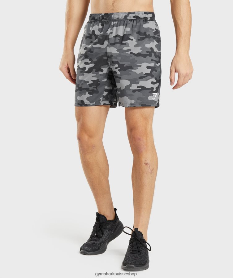 ch Gymshark Hommes short d'arrivée imprimé gris 02FP6T534 vêtements