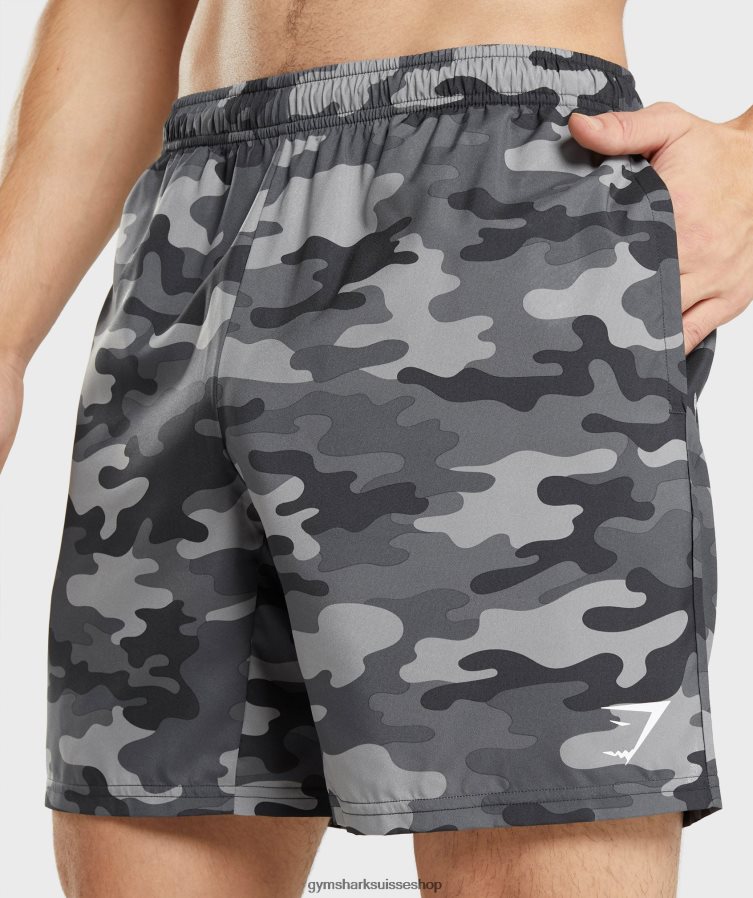 ch Gymshark Hommes short d\'arrivée imprimé gris 02FP6T534 vêtements