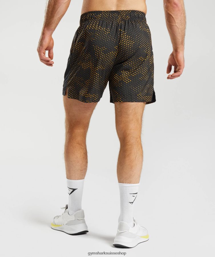 ch Gymshark Hommes short de sport imprimé jaune curcuma 02FP6T552 vêtements