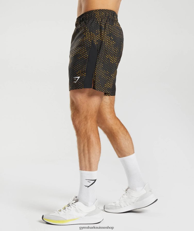 ch Gymshark Hommes short de sport imprimé jaune curcuma 02FP6T552 vêtements