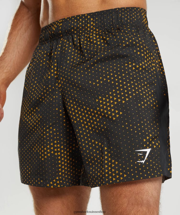 ch Gymshark Hommes short de sport imprimé jaune curcuma 02FP6T552 vêtements