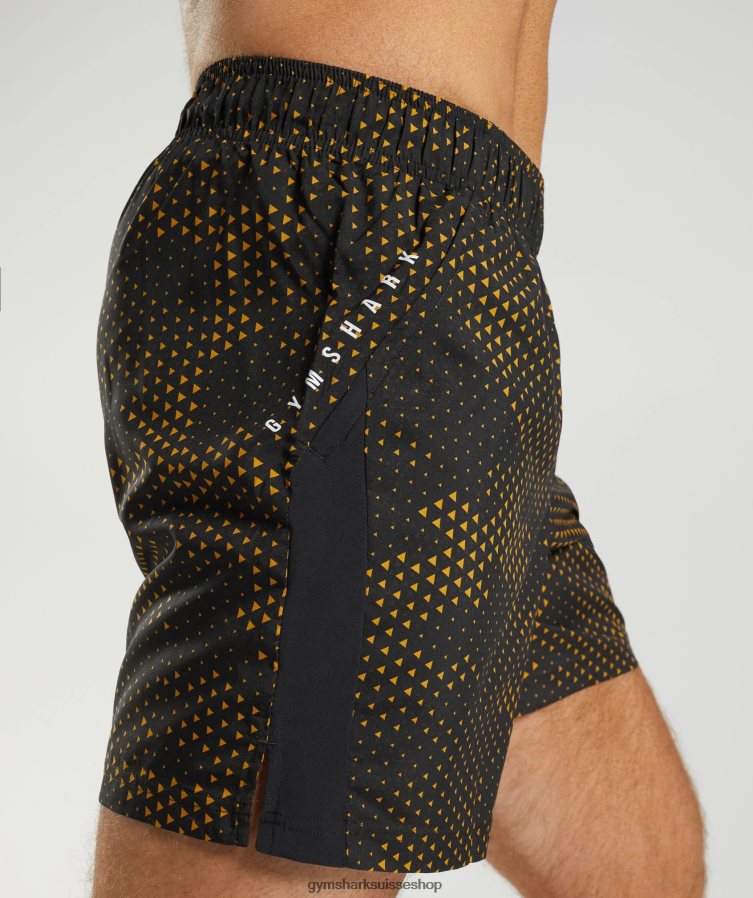 ch Gymshark Hommes short de sport imprimé jaune curcuma 02FP6T552 vêtements