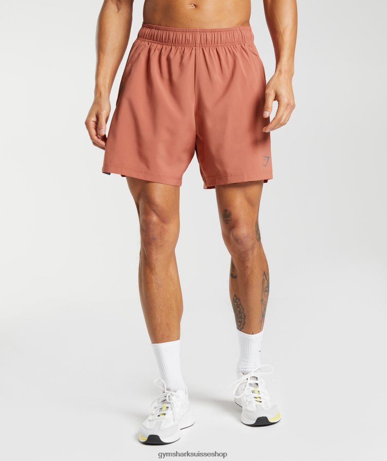 ch Gymshark Hommes short de sport rouge kaki/gris silhouette 02FP6T531 vêtements