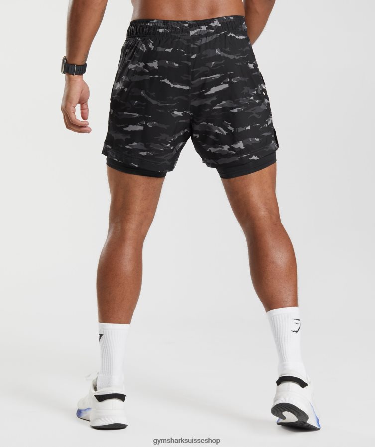 ch Gymshark Hommes short sport 5\" 2 en 1 gris onyx/noir 02FP6T522 vêtements