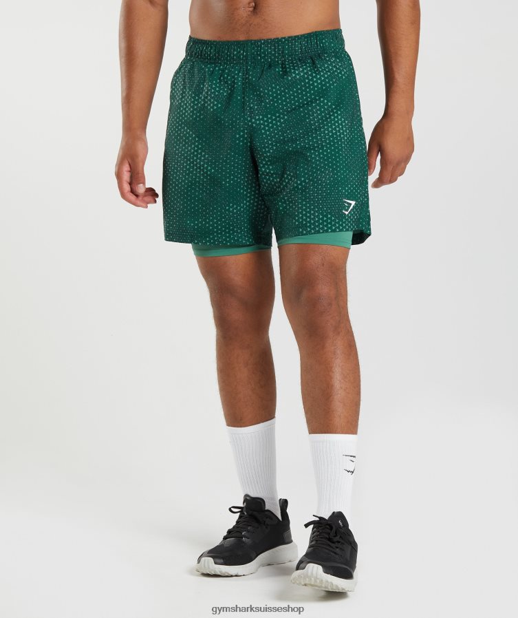 ch Gymshark Hommes short sport 7" 2 en 1 vert hoya 02FP6T564 vêtements