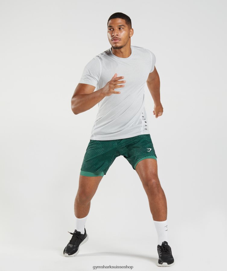 ch Gymshark Hommes short sport 7\" 2 en 1 vert hoya 02FP6T564 vêtements