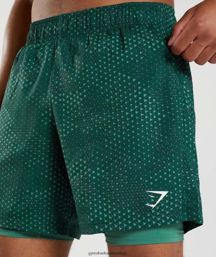 ch Gymshark Hommes short sport 7\" 2 en 1 vert hoya 02FP6T564 vêtements