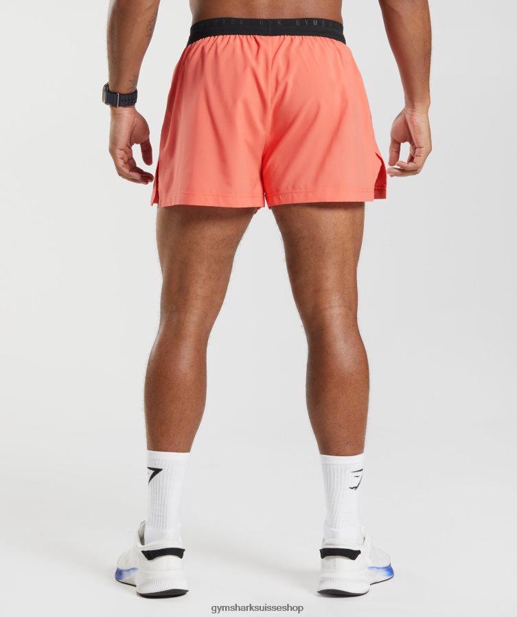 ch Gymshark Hommes short sport run 3\" orange aérospatiale 02FP6T526 vêtements