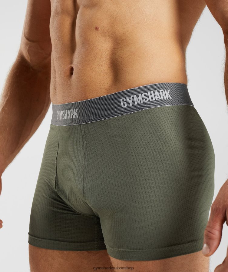 ch Gymshark Hommes lot de 2 boxers sport tech noir/noyau d\'olive 02FP6T1045 vêtements