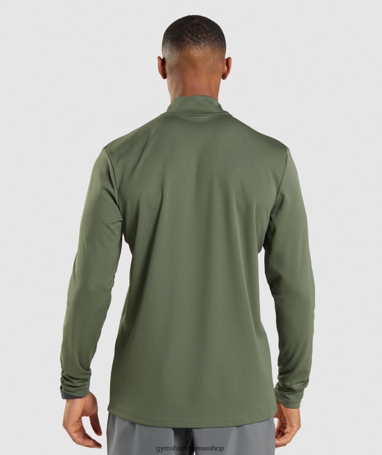 ch Gymshark Hommes arrivée pull 1/4 zip noyau d\'olive 02FP6T871 vêtements