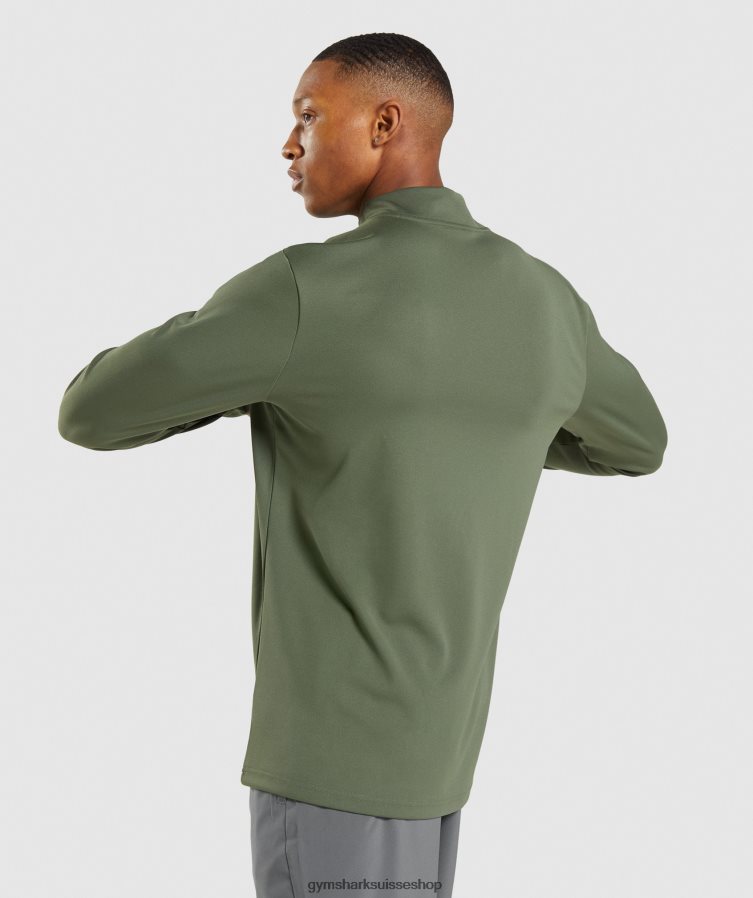 ch Gymshark Hommes arrivée pull 1/4 zip noyau d\'olive 02FP6T871 vêtements