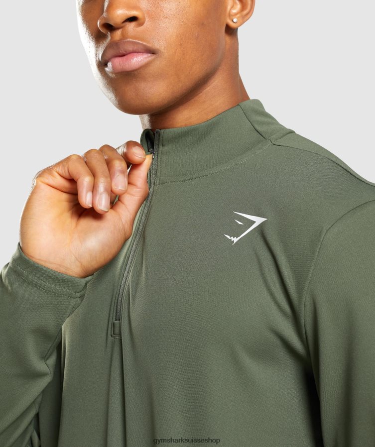 ch Gymshark Hommes arrivée pull 1/4 zip noyau d\'olive 02FP6T871 vêtements