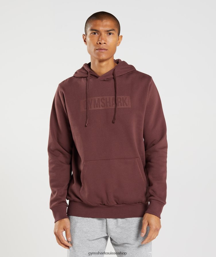 ch Gymshark Hommes bloc à capuche brun cerise 02FP6T874 vêtements