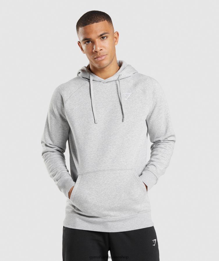 ch Gymshark Hommes écusson à capuche gris clair chiné 02FP6T789 vêtements