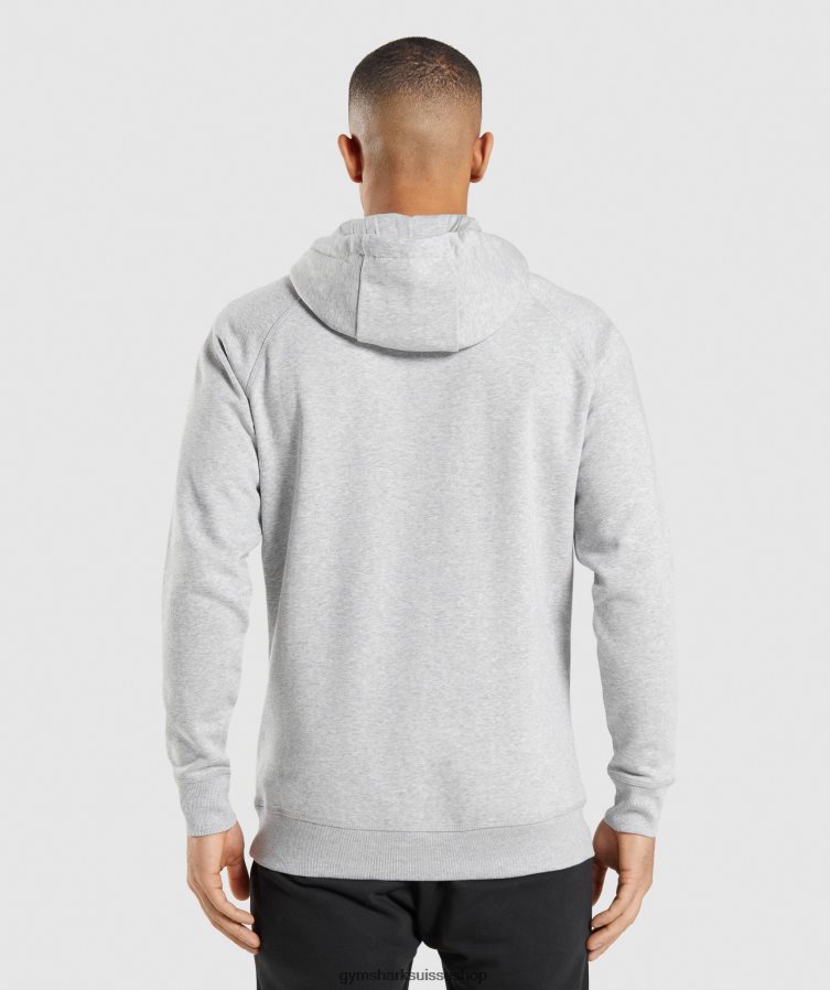 ch Gymshark Hommes écusson à capuche gris clair chiné 02FP6T789 vêtements
