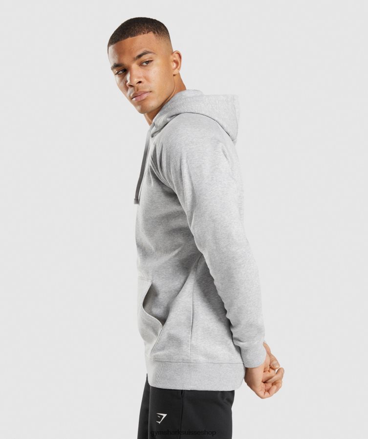 ch Gymshark Hommes écusson à capuche gris clair chiné 02FP6T789 vêtements