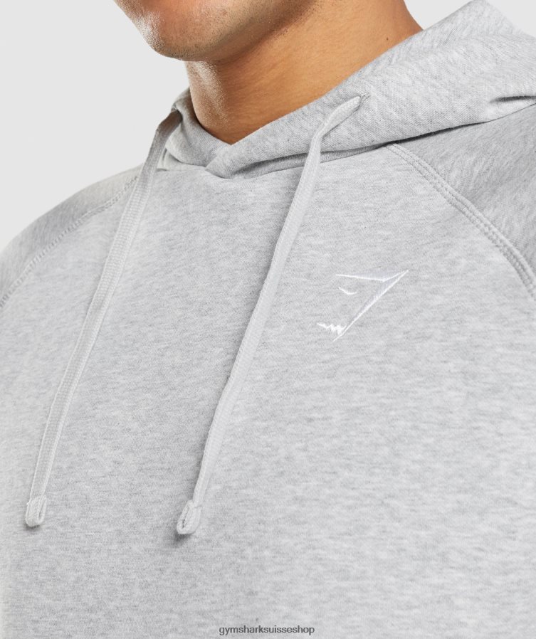 ch Gymshark Hommes écusson à capuche gris clair chiné 02FP6T789 vêtements