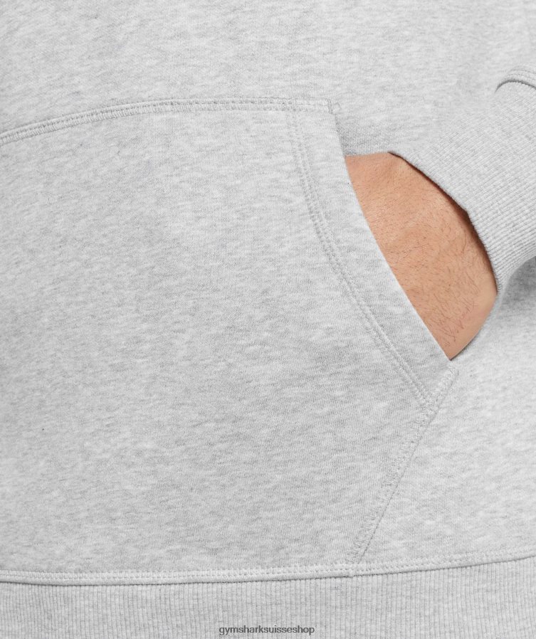 ch Gymshark Hommes écusson à capuche gris clair chiné 02FP6T789 vêtements