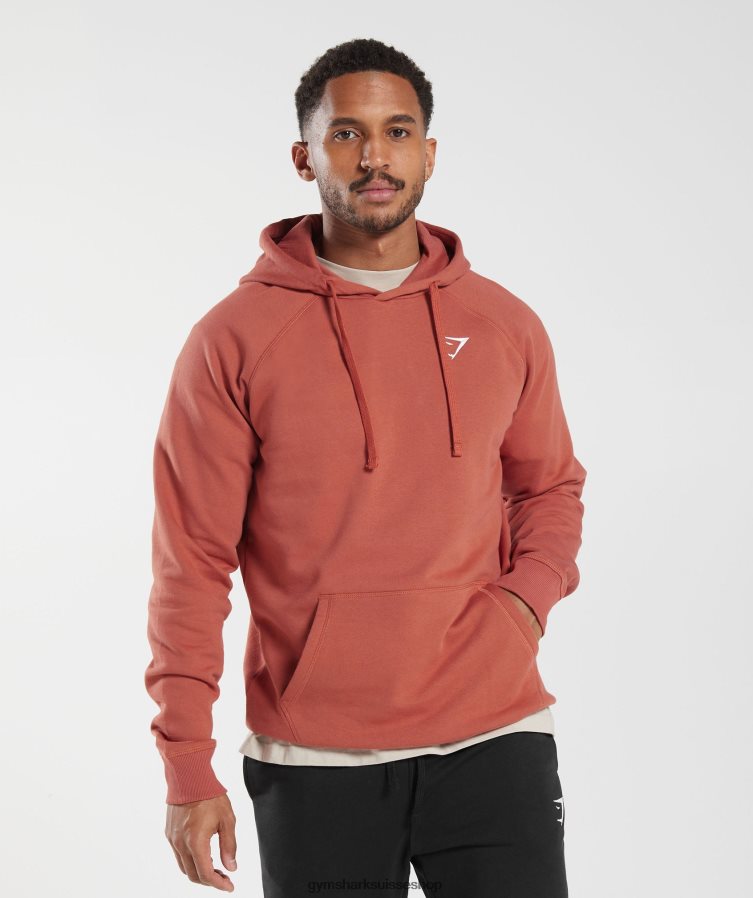 ch Gymshark Hommes écusson à capuche kaki rouge 02FP6T804 vêtements