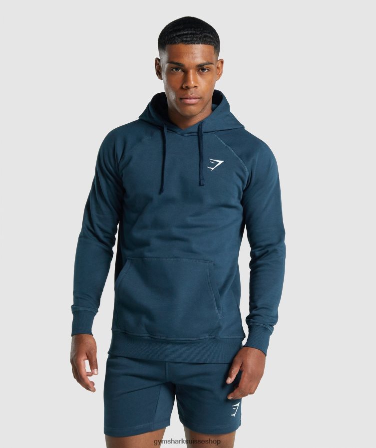 ch Gymshark Hommes écusson à capuche marine 02FP6T793 vêtements