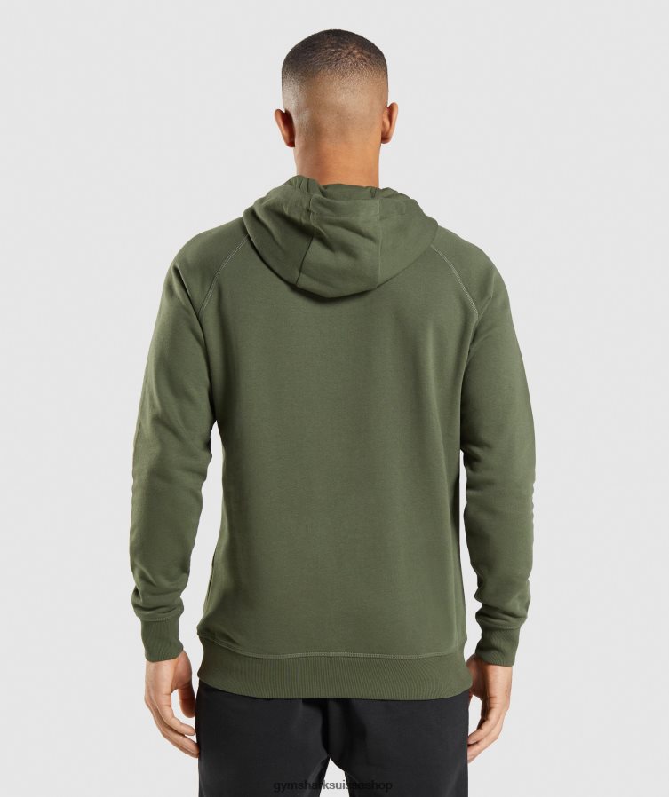 ch Gymshark Hommes écusson à capuche noyau d\'olive 02FP6T806 vêtements
