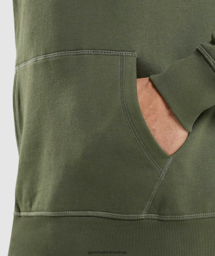 ch Gymshark Hommes écusson à capuche noyau d\'olive 02FP6T806 vêtements