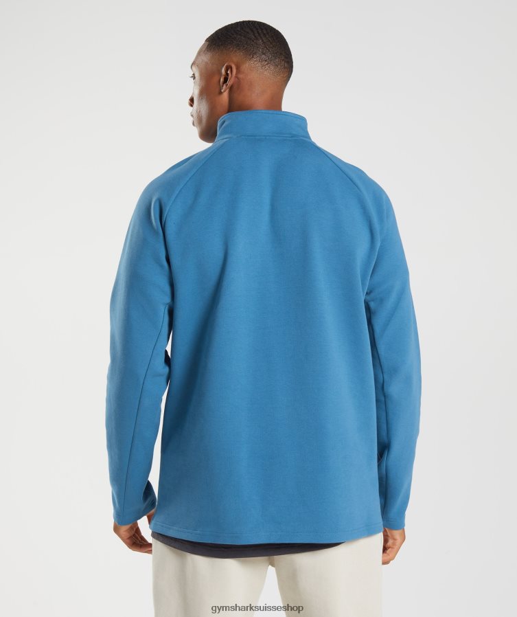 ch Gymshark Hommes jour de repos 1/4 zip bleu au bord du lac 02FP6T832 vêtements