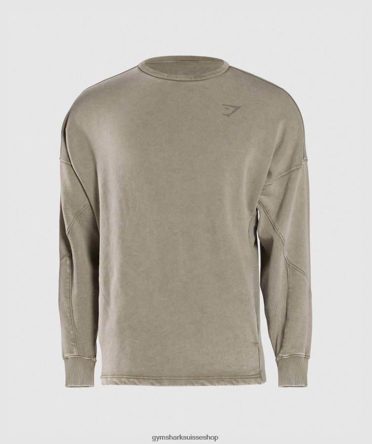 ch Gymshark Hommes équipe de lavage sous pression marron écru 02FP6T860 vêtements