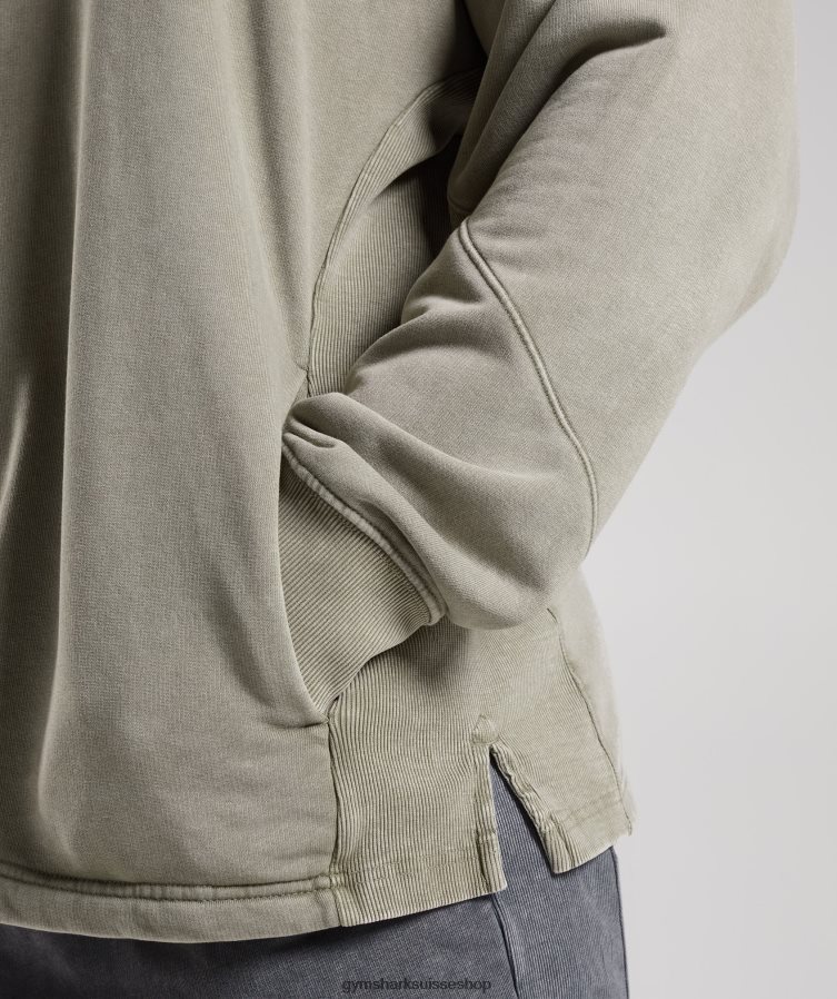 ch Gymshark Hommes équipe de lavage sous pression marron écru 02FP6T860 vêtements