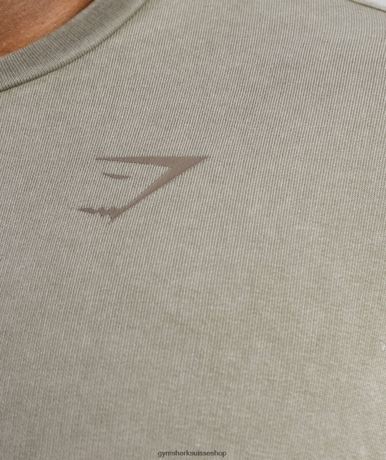 ch Gymshark Hommes équipe de lavage sous pression marron écru 02FP6T860 vêtements