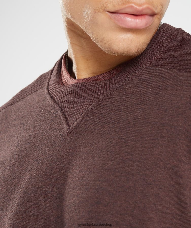 ch Gymshark Hommes équipe de reprise brun cerise chiné 02FP6T839 vêtements